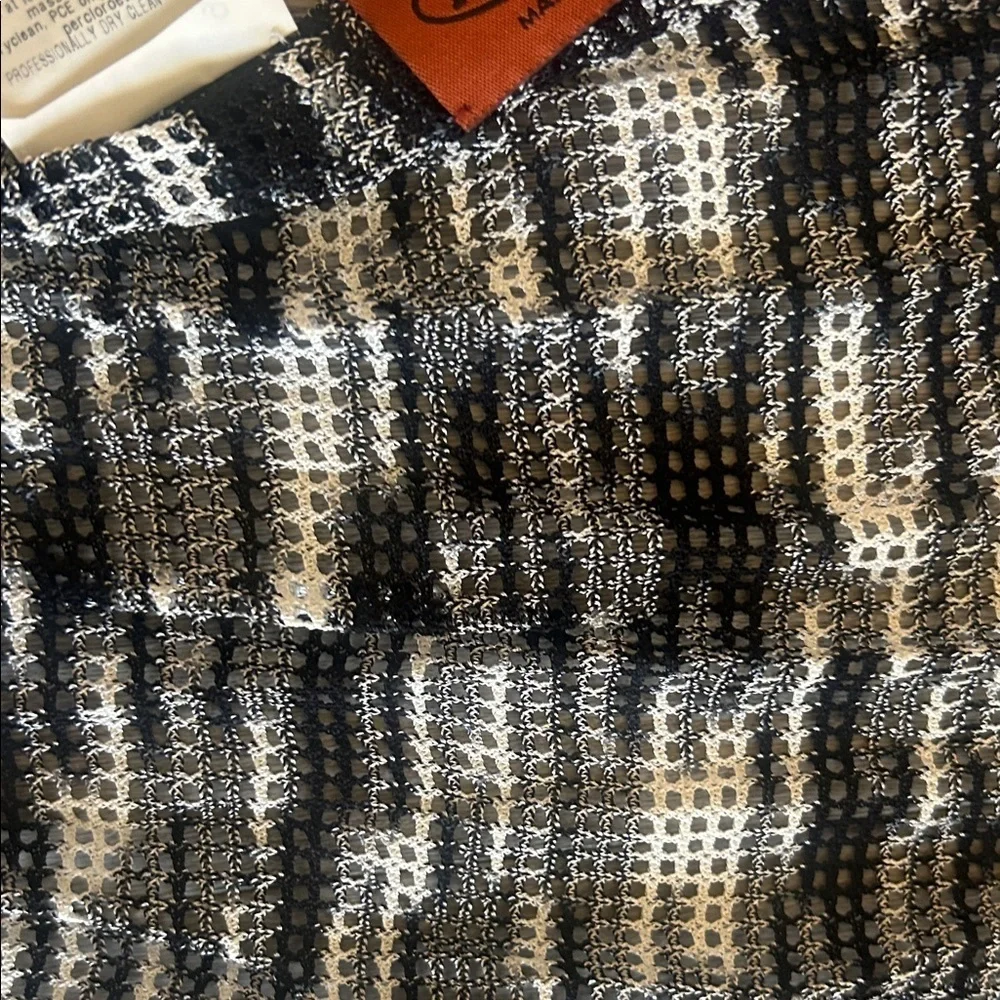 MISSONI RARE Vintage Viscose Black and White Fringe Long Scarf